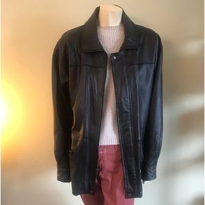 “NEW ARRIVALS” UGO-PAGLIARI Genuine Leather Size L Black Leather Jacket